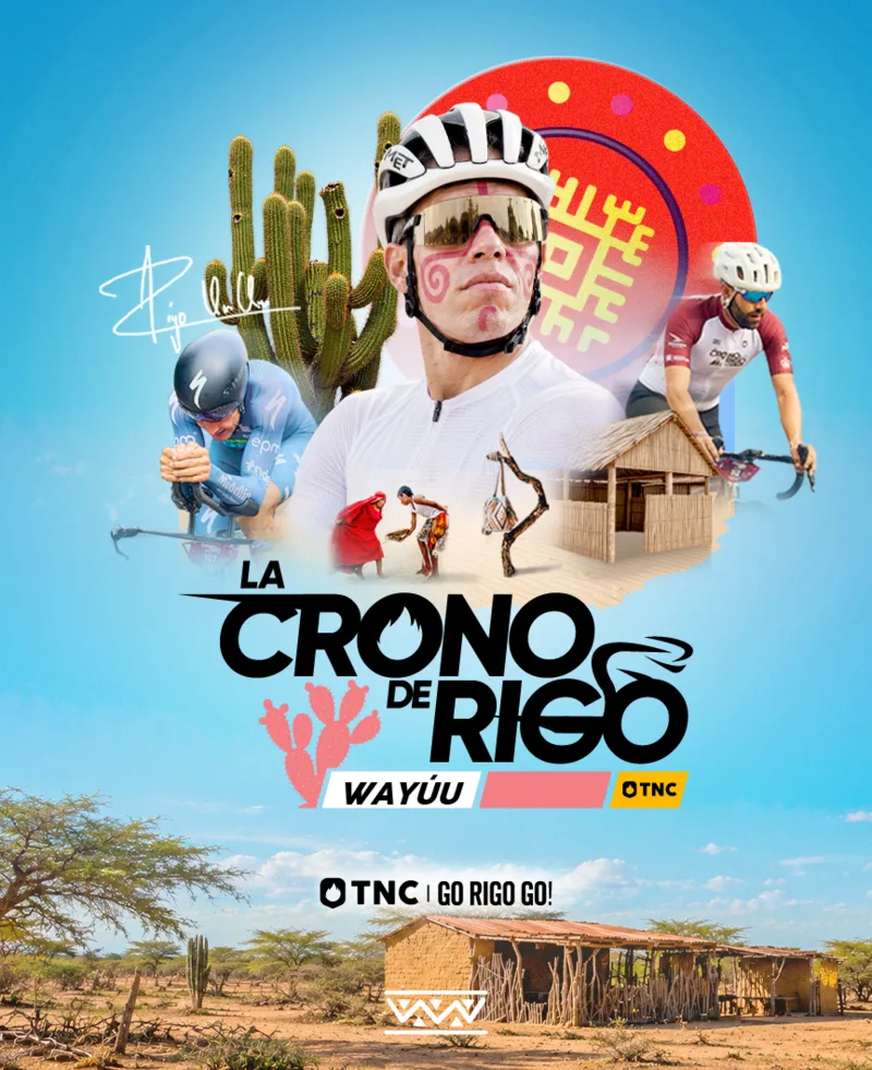 El key visual de La Crono de Rigo Wayúu 2027
